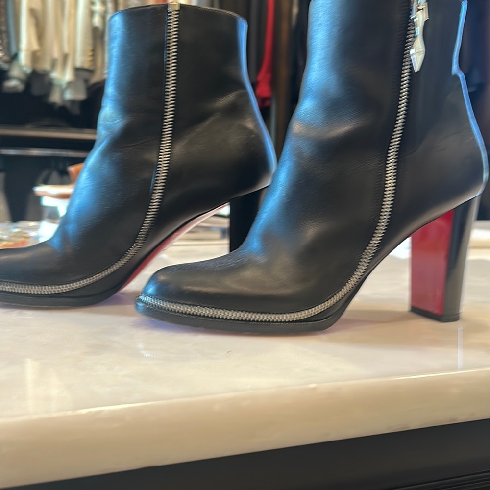 Christian Louboutin black leather booties